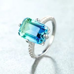 Indicolite Tourmaline & White Gold Vermeil Handcrafted Ring Size 8